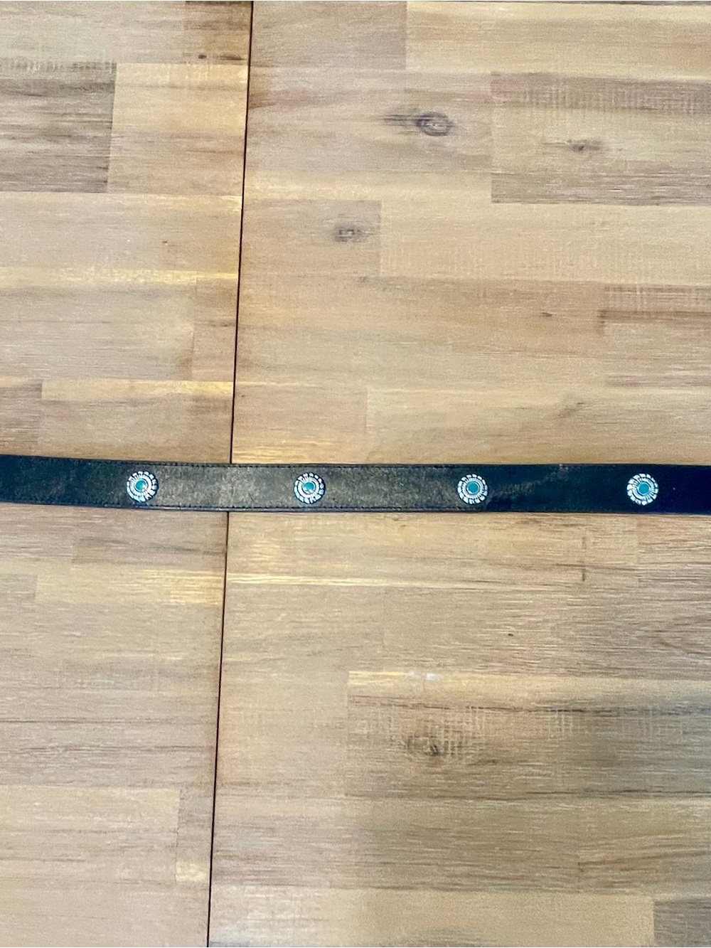 Black Western Leather Belt with Turquoise Concho Accents